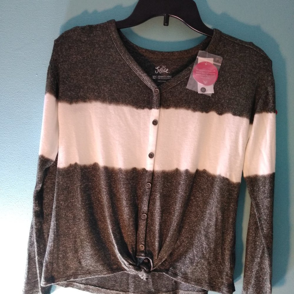 Green & White Lightweight Justice Sweater size 12